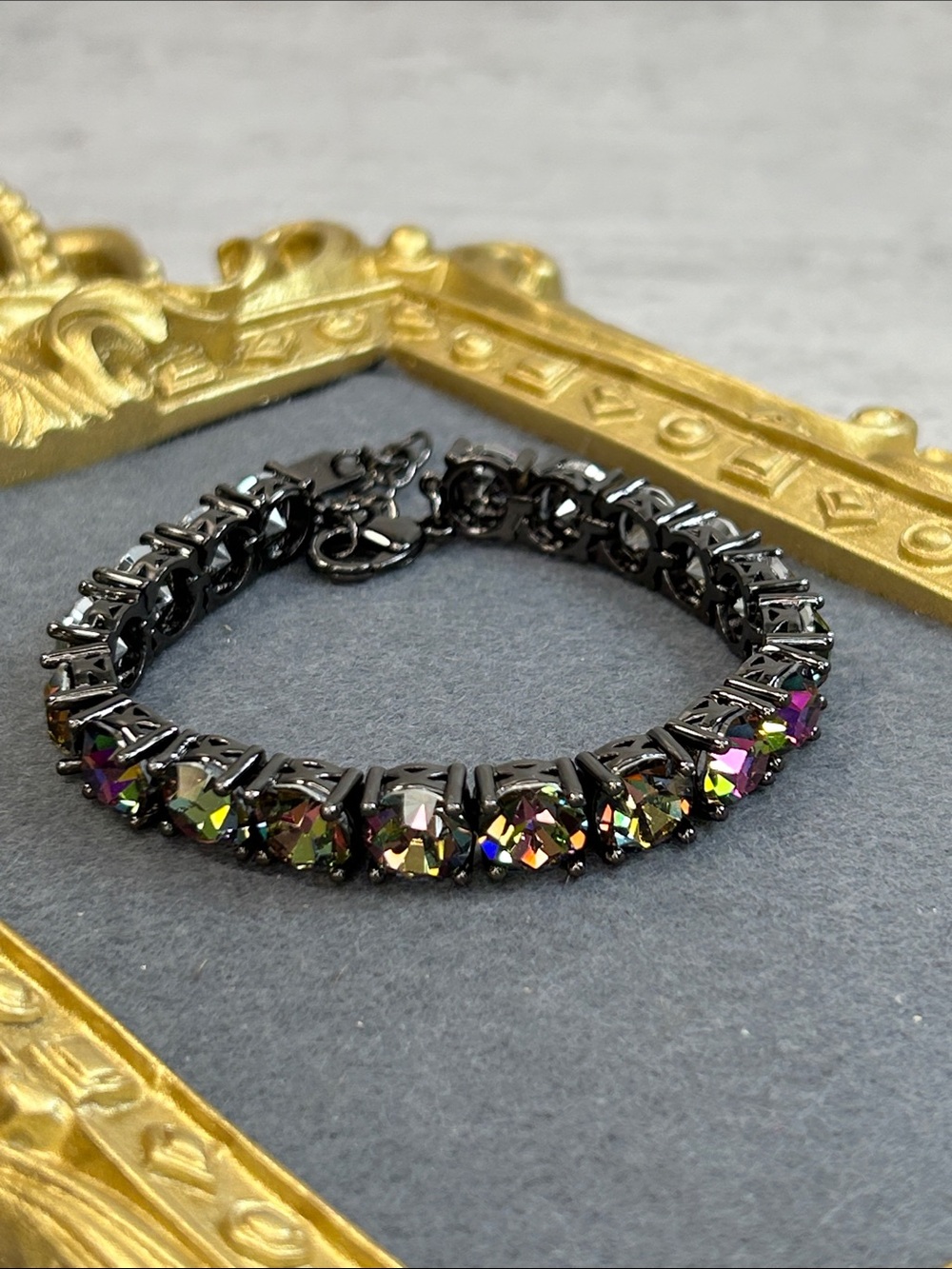Park Lane Gunmetal Bracelet with Multicolored Aurora Stones